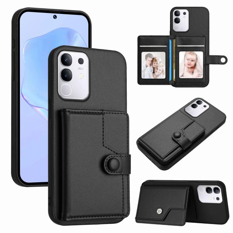 Button Card Bag RFID Anti-theft Phone Case, For vivo X200s, For vivo Y29 4G / T4x / Y300t, For vivo V50 / V50e, For vivo X200 Ultra, For vivo V50 Lite 4G, For vivo Y39 5G / Y300i, For vivo Y200