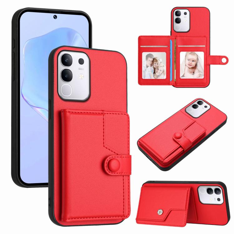 Button Card Bag RFID Anti-theft Phone Case, For vivo X200s, For vivo Y29 4G / T4x / Y300t, For vivo V50 / V50e, For vivo X200 Ultra, For vivo V50 Lite 4G, For vivo Y39 5G / Y300i, For vivo Y200