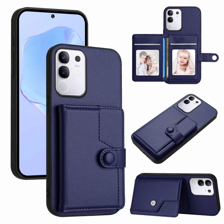 Button Card Bag RFID Anti-theft Phone Case, For vivo X200s, For vivo Y29 4G / T4x / Y300t, For vivo V50 / V50e, For vivo X200 Ultra, For vivo V50 Lite 4G, For vivo Y39 5G / Y300i, For vivo Y200