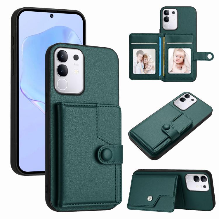 Button Card Bag RFID Anti-theft Phone Case, For vivo X200s, For vivo Y29 4G / T4x / Y300t, For vivo V50 / V50e, For vivo X200 Ultra, For vivo V50 Lite 4G, For vivo Y39 5G / Y300i, For vivo Y200