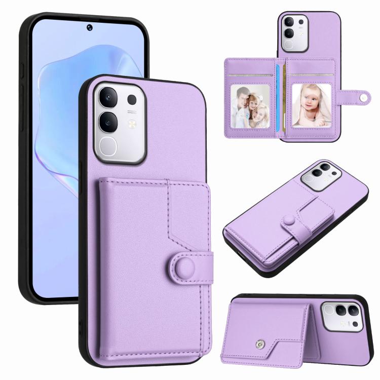 Button Card Bag RFID Anti-theft Phone Case, For vivo X200s, For vivo Y29 4G / T4x / Y300t, For vivo V50 / V50e, For vivo X200 Ultra, For vivo V50 Lite 4G, For vivo Y39 5G / Y300i, For vivo Y200