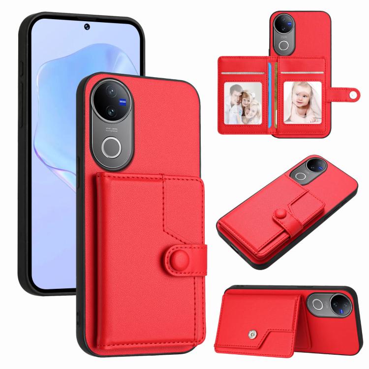 Button Card Bag RFID Anti-theft Phone Case, For vivo X200s, For vivo Y29 4G / T4x / Y300t, For vivo V50 / V50e, For vivo X200 Ultra, For vivo V50 Lite 4G, For vivo Y39 5G / Y300i, For vivo Y200