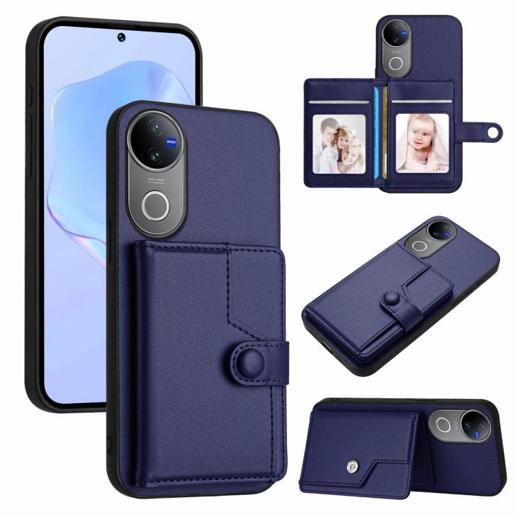 Button Card Bag RFID Anti-theft Phone Case, For vivo X200s, For vivo Y29 4G / T4x / Y300t, For vivo V50 / V50e, For vivo X200 Ultra, For vivo V50 Lite 4G, For vivo Y39 5G / Y300i, For vivo Y200
