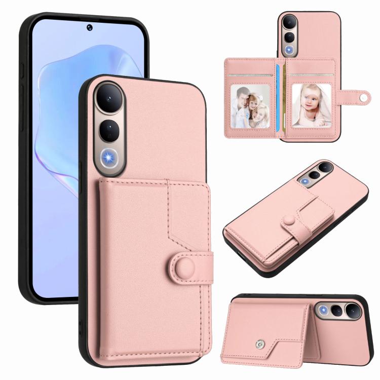 Button Card Bag RFID Anti-theft Phone Case, For vivo X200s, For vivo Y29 4G / T4x / Y300t, For vivo V50 / V50e, For vivo X200 Ultra, For vivo V50 Lite 4G, For vivo Y39 5G / Y300i, For vivo Y200