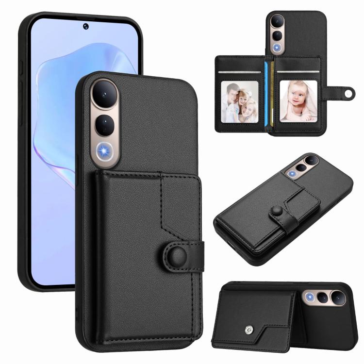 Button Card Bag RFID Anti-theft Phone Case, For vivo X200s, For vivo Y29 4G / T4x / Y300t, For vivo V50 / V50e, For vivo X200 Ultra, For vivo V50 Lite 4G, For vivo Y39 5G / Y300i, For vivo Y200