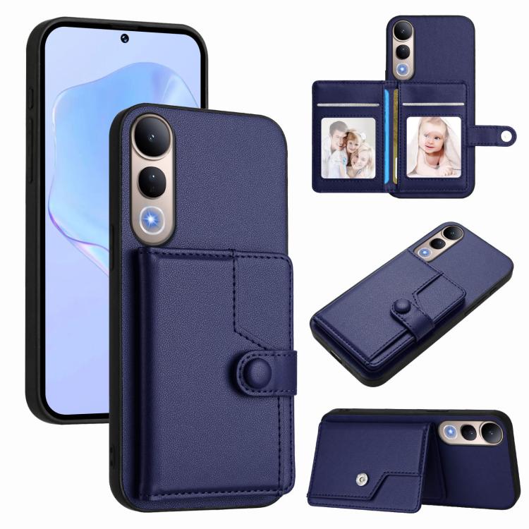 Button Card Bag RFID Anti-theft Phone Case, For vivo X200s, For vivo Y29 4G / T4x / Y300t, For vivo V50 / V50e, For vivo X200 Ultra, For vivo V50 Lite 4G, For vivo Y39 5G / Y300i, For vivo Y200