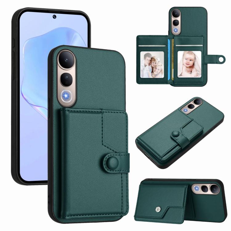 Button Card Bag RFID Anti-theft Phone Case, For vivo X200s, For vivo Y29 4G / T4x / Y300t, For vivo V50 / V50e, For vivo X200 Ultra, For vivo V50 Lite 4G, For vivo Y39 5G / Y300i, For vivo Y200