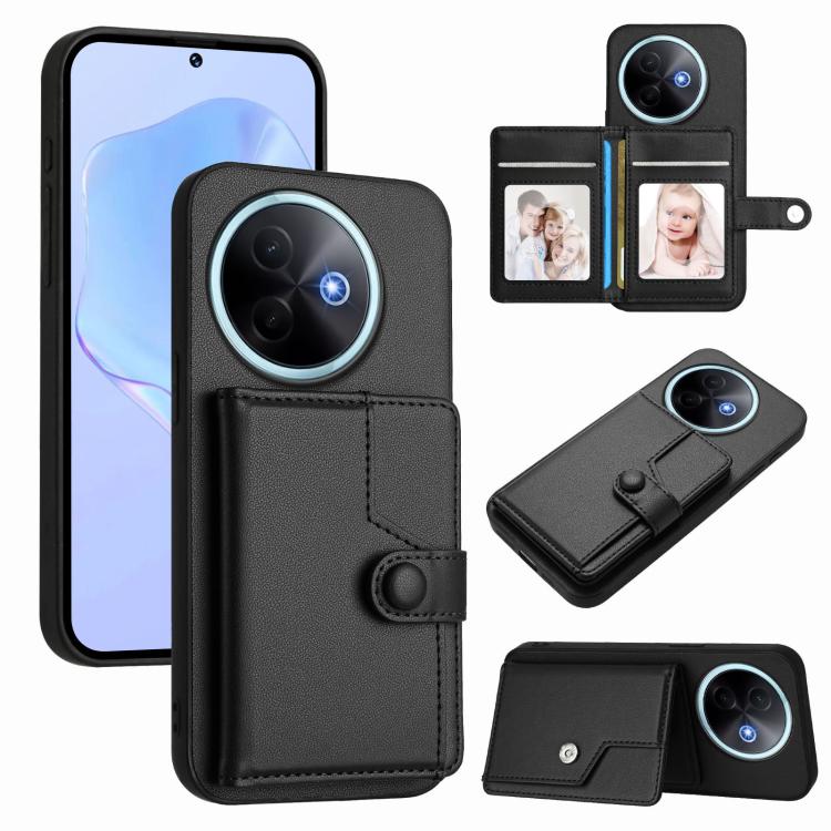Button Card Bag RFID Anti-theft Phone Case, For vivo X200s, For vivo Y29 4G / T4x / Y300t, For vivo V50 / V50e, For vivo X200 Ultra, For vivo V50 Lite 4G, For vivo Y39 5G / Y300i, For vivo Y200
