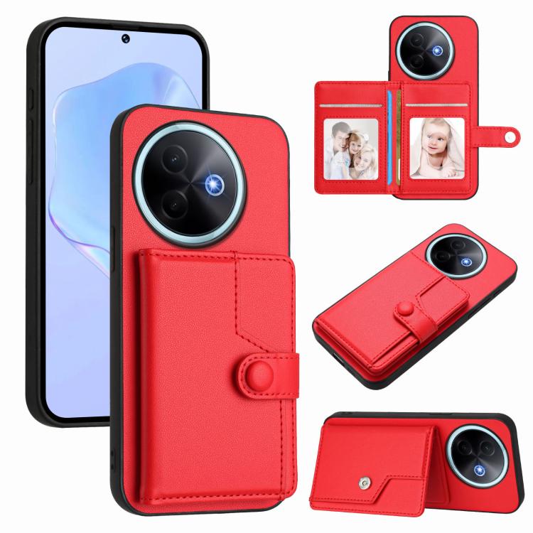 Button Card Bag RFID Anti-theft Phone Case, For vivo X200s, For vivo Y29 4G / T4x / Y300t, For vivo V50 / V50e, For vivo X200 Ultra, For vivo V50 Lite 4G, For vivo Y39 5G / Y300i, For vivo Y200