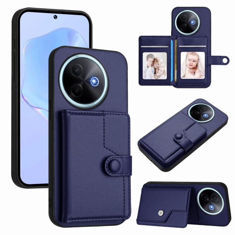 Button Card Bag RFID Anti-theft Phone Case, For vivo X200s, For vivo Y29 4G / T4x / Y300t, For vivo V50 / V50e, For vivo X200 Ultra, For vivo V50 Lite 4G, For vivo Y39 5G / Y300i, For vivo Y200