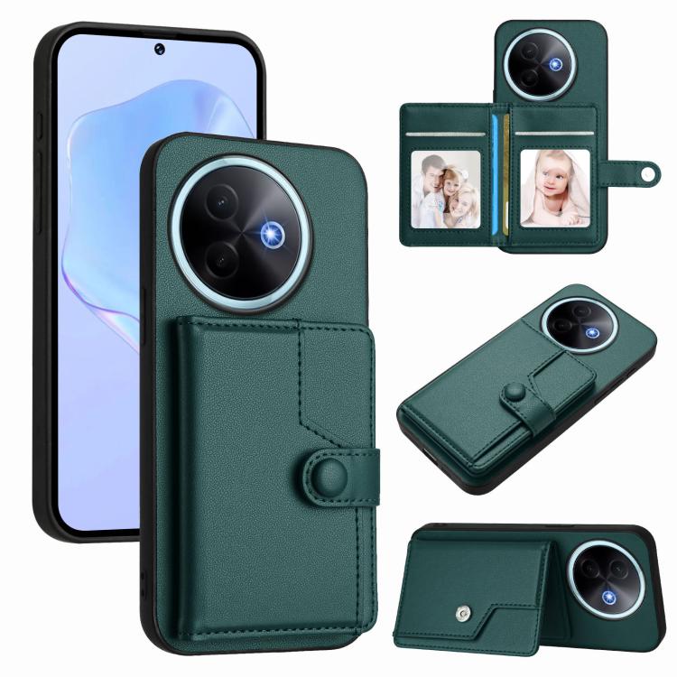 Button Card Bag RFID Anti-theft Phone Case, For vivo X200s, For vivo Y29 4G / T4x / Y300t, For vivo V50 / V50e, For vivo X200 Ultra, For vivo V50 Lite 4G, For vivo Y39 5G / Y300i, For vivo Y200