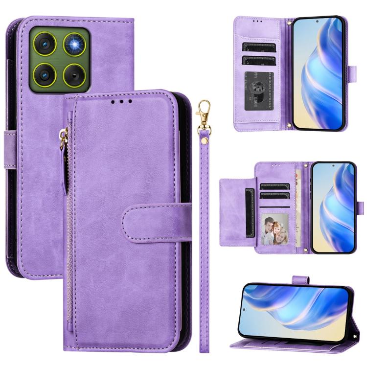 Multi-Card Slots Zipper Wallet Leather Phone Case, For Motorola Moto G47 5G / G37 / G37 Power 5G, For Motorola Moto G87 5G / G67 5G / G77 5G, For Motorola Edge 70 Pro 5G, For Motorola Moto X70 Air Pro / Signature 5G                                     ...