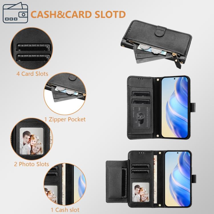 Multi-Card Slots Zipper Wallet Leather Phone Case, For Motorola Moto G Max / G87 / G77 / G67 5G, For Motorola Moto G47 5G / G37 / G37 Power 5G, For Motorola Edge 70 Pro 5G, For Motorola Moto X70 Air Pro / Signature 5G                                   ...