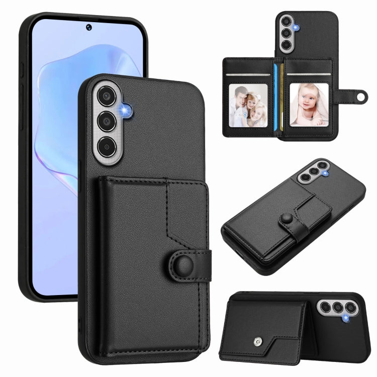 Button Card Bag RFID Anti-theft Phone Case, For Samsung Galaxy M56 5G, For Samsung Galaxy M16 5G / F16 5G, For Samsung Galaxy M06 5G / F06 5G, For Samsung Galaxy M35, For Samsung Galaxy M55 / C55 5G, For Samsung Galaxy M15 / F15