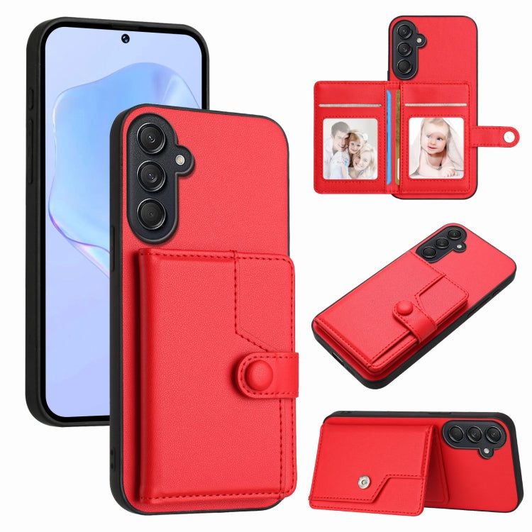 Button Card Bag RFID Anti-theft Phone Case, For Samsung Galaxy M56 5G, For Samsung Galaxy M16 5G / F16 5G, For Samsung Galaxy M06 5G / F06 5G, For Samsung Galaxy M35, For Samsung Galaxy M55 / C55 5G, For Samsung Galaxy M15 / F15