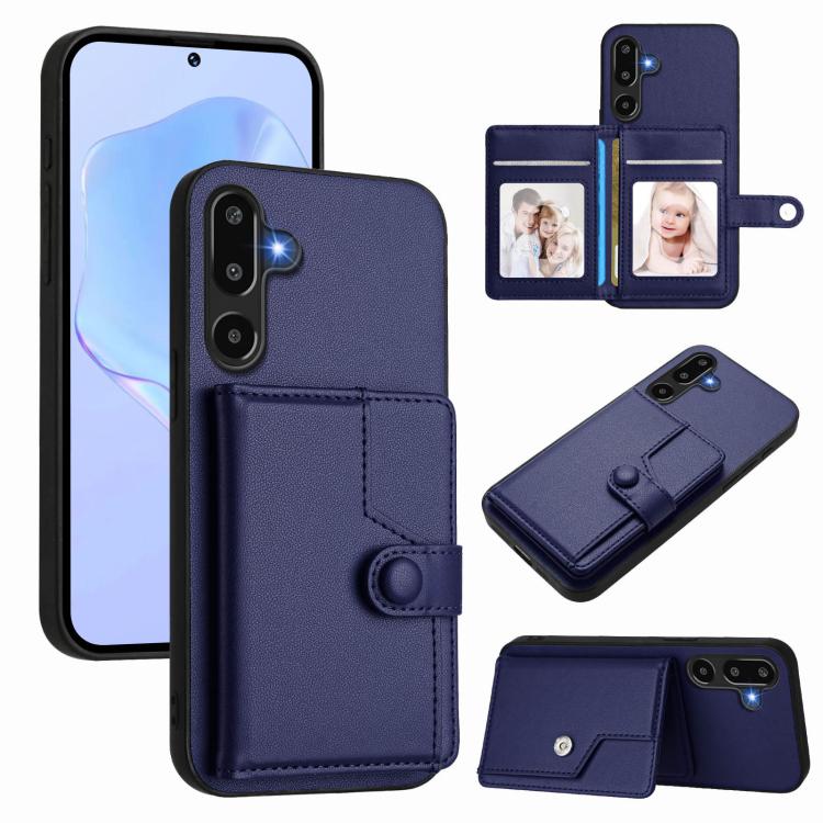 Button Card Bag RFID Anti-theft Phone Case, For Samsung Galaxy M56 5G, For Samsung Galaxy M16 5G / F16 5G, For Samsung Galaxy M06 5G / F06 5G, For Samsung Galaxy M35, For Samsung Galaxy M55 / C55 5G, For Samsung Galaxy M15 / F15