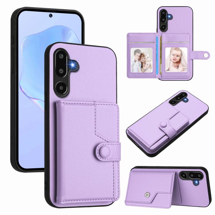 Button Card Bag RFID Anti-theft Phone Case, For Samsung Galaxy M56 5G, For Samsung Galaxy M16 5G / F16 5G, For Samsung Galaxy M06 5G / F06 5G, For Samsung Galaxy M35, For Samsung Galaxy M55 / C55 5G, For Samsung Galaxy M15 / F15