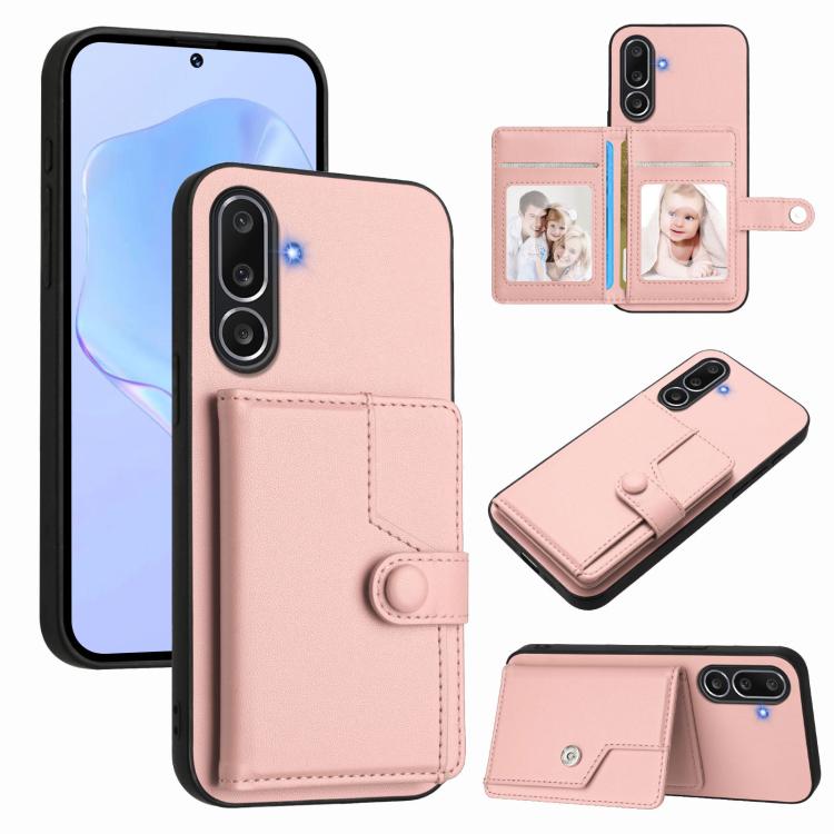 Button Card Bag RFID Anti-theft Phone Case, For Samsung Galaxy M56 5G, For Samsung Galaxy M16 5G / F16 5G, For Samsung Galaxy M06 5G / F06 5G, For Samsung Galaxy M35, For Samsung Galaxy M55 / C55 5G, For Samsung Galaxy M15 / F15