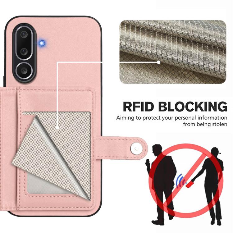 Button Card Bag RFID Anti-theft Phone Case, For Samsung Galaxy M56 5G, For Samsung Galaxy M16 5G / F16 5G, For Samsung Galaxy M06 5G / F06 5G, For Samsung Galaxy M35, For Samsung Galaxy M55 / C55 5G, For Samsung Galaxy M15 / F15