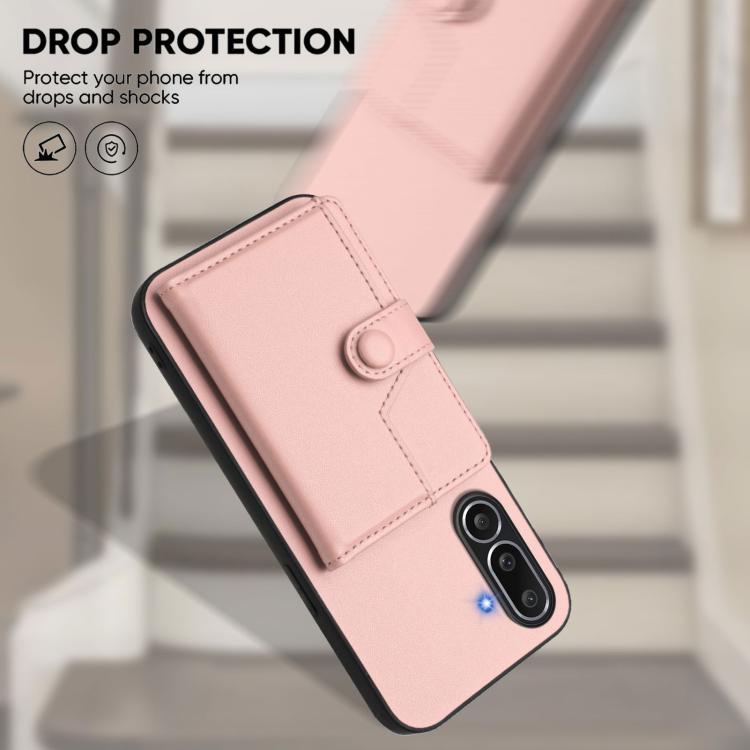 Button Card Bag RFID Anti-theft Phone Case, For Samsung Galaxy M56 5G, For Samsung Galaxy M16 5G / F16 5G, For Samsung Galaxy M06 5G / F06 5G, For Samsung Galaxy M35, For Samsung Galaxy M55 / C55 5G, For Samsung Galaxy M15 / F15