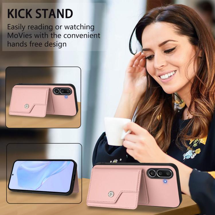 Button Card Bag RFID Anti-theft Phone Case, For Samsung Galaxy M56 5G, For Samsung Galaxy M16 5G / F16 5G, For Samsung Galaxy M06 5G / F06 5G, For Samsung Galaxy M35, For Samsung Galaxy M55 / C55 5G, For Samsung Galaxy M15 / F15