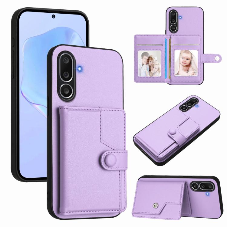 Button Card Bag RFID Anti-theft Phone Case, For Samsung Galaxy M56 5G, For Samsung Galaxy M16 5G / F16 5G, For Samsung Galaxy M06 5G / F06 5G, For Samsung Galaxy M35, For Samsung Galaxy M55 / C55 5G, For Samsung Galaxy M15 / F15
