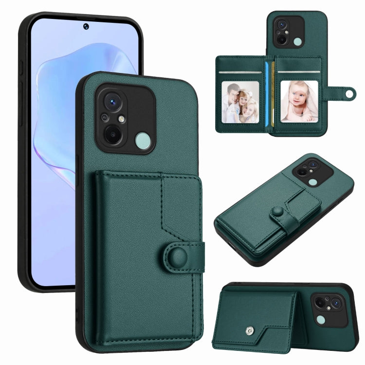 Button Card Bag RFID Anti-theft Phone Case, For Redmi Note 12 4G Global, For Redmi Note 12 Pro+ Global, For Redmi Note 12 Pro 5G Global, For Redmi Note 12 Pro Speed, For Redmi Note 12 5G Global, For Redmi 12C / 11A, For Redmi 10C