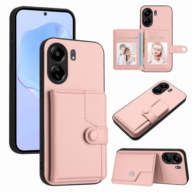 Button Card Bag RFID Anti-theft Phone Case, For Redmi Note 13 Pro 5G, For Redmi 13C 4G Global, For Redmi Note 13 5G, For Redmi Note 13 Pro+, For Redmi 12 4G Global, For Redmi Note 12 Turbo, For Redmi K60 / K60 Pro, For Redmi Note 12S 4G Global