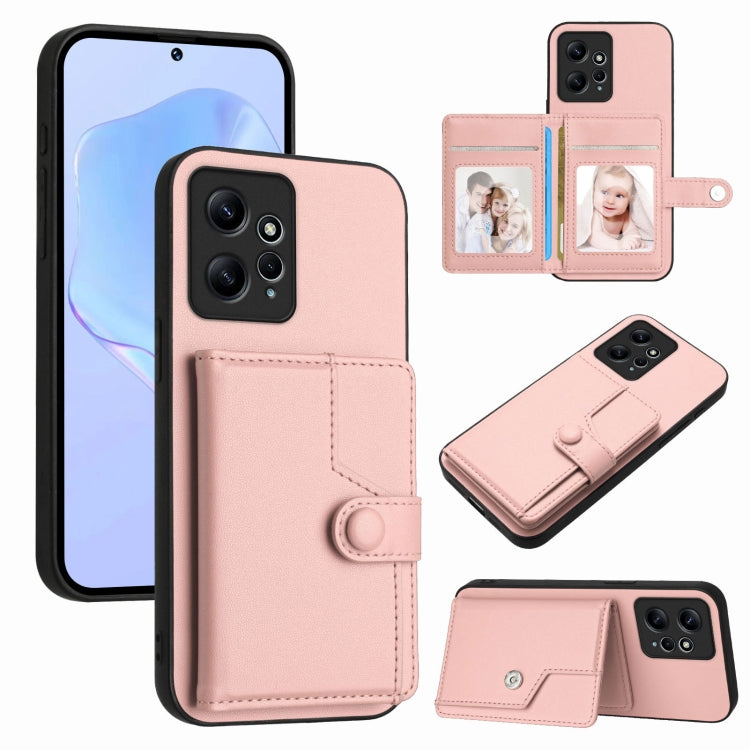 Button Card Bag RFID Anti-theft Phone Case, For Redmi Note 12 4G Global, For Redmi Note 12 Pro+ Global, For Redmi Note 12 Pro 5G Global, For Redmi Note 12 Pro Speed, For Redmi Note 12 5G Global, For Redmi 12C / 11A, For Redmi 10C