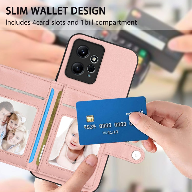 Button Card Bag RFID Anti-theft Phone Case, For Redmi Note 12 4G Global, For Redmi Note 12 Pro+ Global, For Redmi Note 12 Pro 5G Global, For Redmi Note 12 Pro Speed, For Redmi Note 12 5G Global, For Redmi 12C / 11A, For Redmi 10C