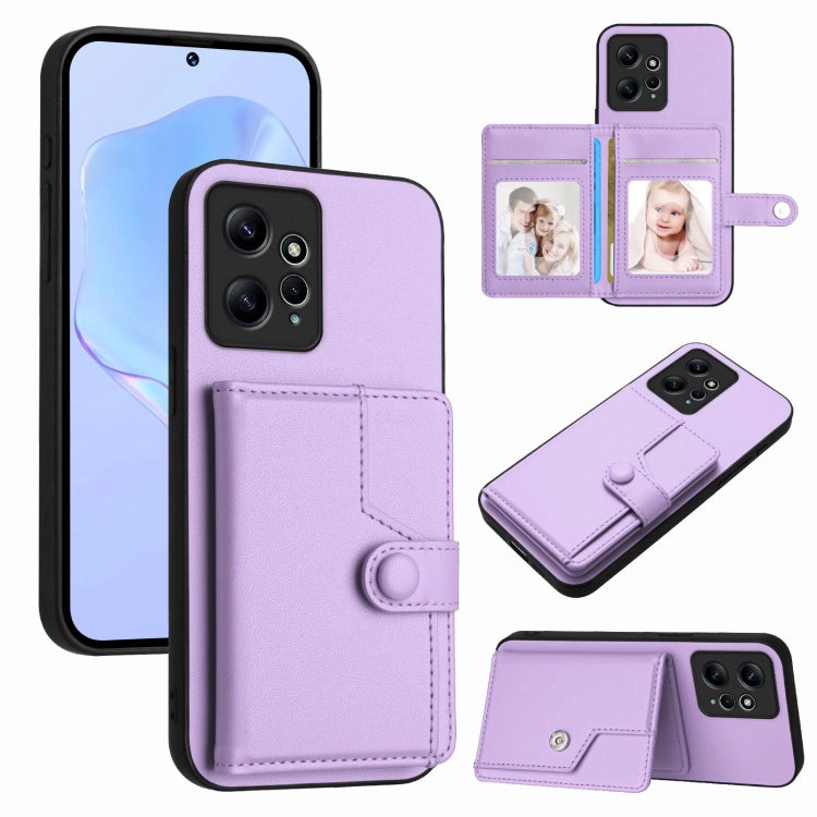 Button Card Bag RFID Anti-theft Phone Case, For Redmi Note 12 4G Global, For Redmi Note 12 Pro+ Global, For Redmi Note 12 Pro 5G Global, For Redmi Note 12 Pro Speed, For Redmi Note 12 5G Global, For Redmi 12C / 11A, For Redmi 10C
