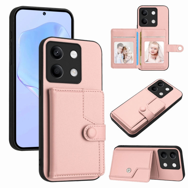 Button Card Bag RFID Anti-theft Phone Case, For Redmi Note 13 Pro 5G, For Redmi 13C 4G Global, For Redmi Note 13 5G, For Redmi Note 13 Pro+, For Redmi 12 4G Global, For Redmi Note 12 Turbo, For Redmi K60 / K60 Pro, For Redmi Note 12S 4G Global