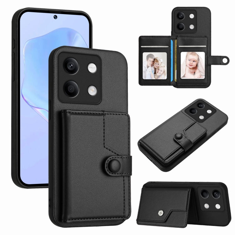 Button Card Bag RFID Anti-theft Phone Case, For Redmi Note 13 Pro 5G, For Redmi 13C 4G Global, For Redmi Note 13 5G, For Redmi Note 13 Pro+, For Redmi 12 4G Global, For Redmi Note 12 Turbo, For Redmi K60 / K60 Pro, For Redmi Note 12S 4G Global