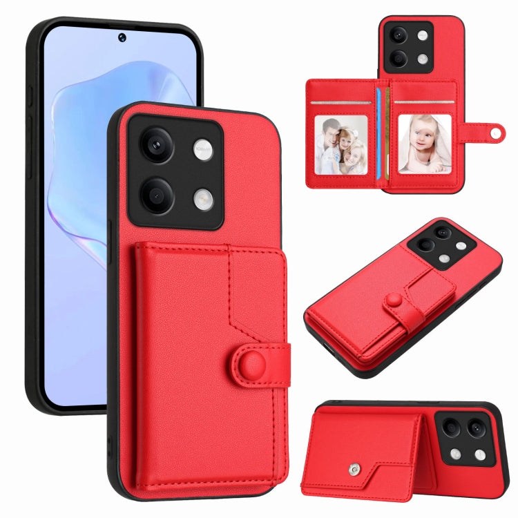 Button Card Bag RFID Anti-theft Phone Case, For Redmi Note 13 Pro 5G, For Redmi 13C 4G Global, For Redmi Note 13 5G, For Redmi Note 13 Pro+, For Redmi 12 4G Global, For Redmi Note 12 Turbo, For Redmi K60 / K60 Pro, For Redmi Note 12S 4G Global