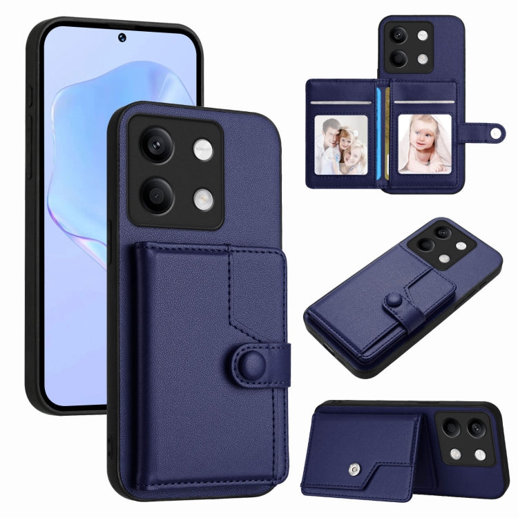 Button Card Bag RFID Anti-theft Phone Case, For Redmi Note 13 Pro 5G, For Redmi 13C 4G Global, For Redmi Note 13 5G, For Redmi Note 13 Pro+, For Redmi 12 4G Global, For Redmi Note 12 Turbo, For Redmi K60 / K60 Pro, For Redmi Note 12S 4G Global