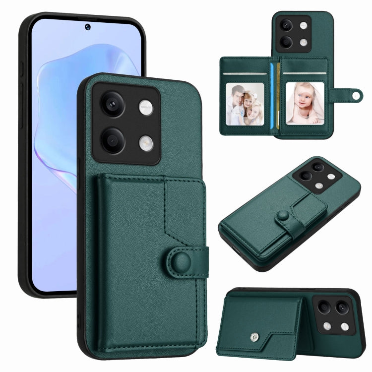 Button Card Bag RFID Anti-theft Phone Case, For Redmi Note 13 Pro 5G, For Redmi 13C 4G Global, For Redmi Note 13 5G, For Redmi Note 13 Pro+, For Redmi 12 4G Global, For Redmi Note 12 Turbo, For Redmi K60 / K60 Pro, For Redmi Note 12S 4G Global
