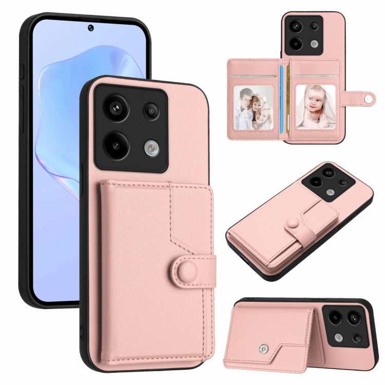 Button Card Bag RFID Anti-theft Phone Case, For Redmi Note 13 Pro 5G, For Redmi 13C 4G Global, For Redmi Note 13 5G, For Redmi Note 13 Pro+, For Redmi 12 4G Global, For Redmi Note 12 Turbo, For Redmi K60 / K60 Pro, For Redmi Note 12S 4G Global