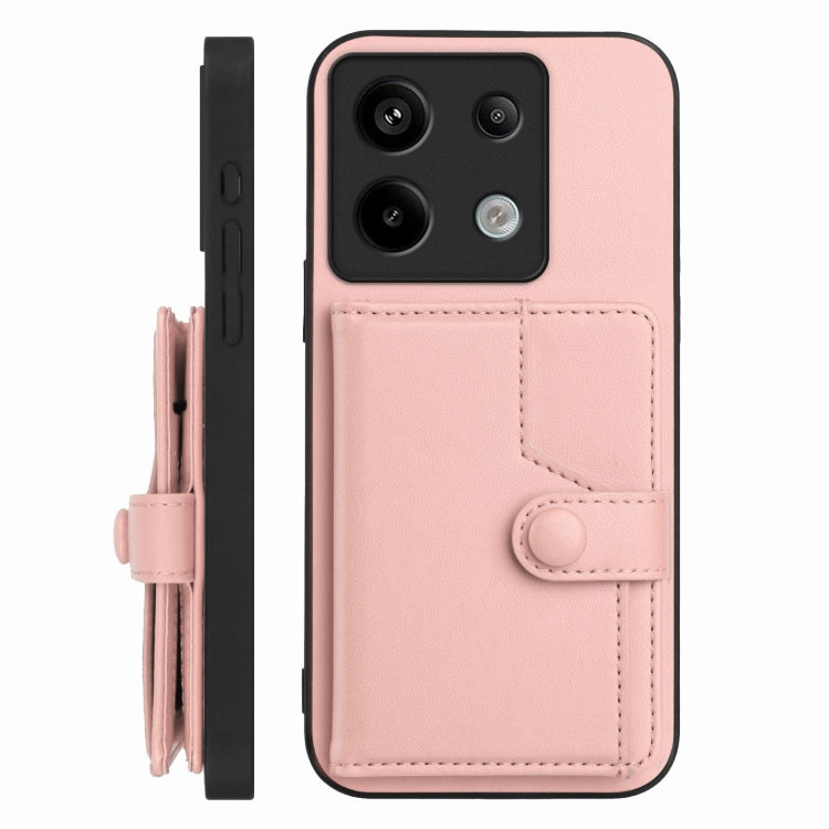 Button Card Bag RFID Anti-theft Phone Case, For Redmi Note 13 Pro 5G, For Redmi 13C 4G Global, For Redmi Note 13 5G, For Redmi Note 13 Pro+, For Redmi 12 4G Global, For Redmi Note 12 Turbo, For Redmi K60 / K60 Pro, For Redmi Note 12S 4G Global