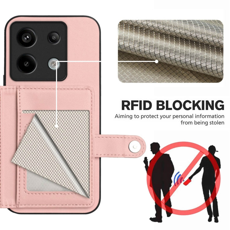 Button Card Bag RFID Anti-theft Phone Case, For Redmi Note 13 Pro 5G, For Redmi 13C 4G Global, For Redmi Note 13 5G, For Redmi Note 13 Pro+, For Redmi 12 4G Global, For Redmi Note 12 Turbo, For Redmi K60 / K60 Pro, For Redmi Note 12S 4G Global