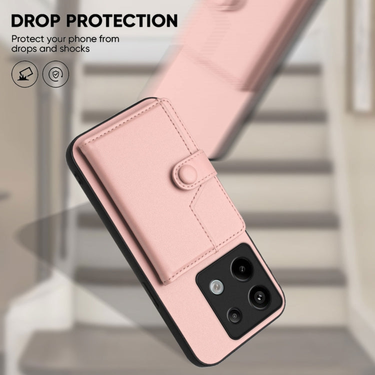 Button Card Bag RFID Anti-theft Phone Case, For Redmi Note 13 Pro 5G, For Redmi 13C 4G Global, For Redmi Note 13 5G, For Redmi Note 13 Pro+, For Redmi 12 4G Global, For Redmi Note 12 Turbo, For Redmi K60 / K60 Pro, For Redmi Note 12S 4G Global