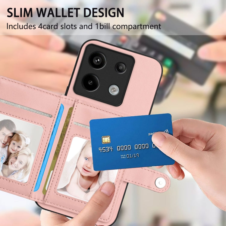 Button Card Bag RFID Anti-theft Phone Case, For Redmi Note 13 Pro 5G, For Redmi 13C 4G Global, For Redmi Note 13 5G, For Redmi Note 13 Pro+, For Redmi 12 4G Global, For Redmi Note 12 Turbo, For Redmi K60 / K60 Pro, For Redmi Note 12S 4G Global