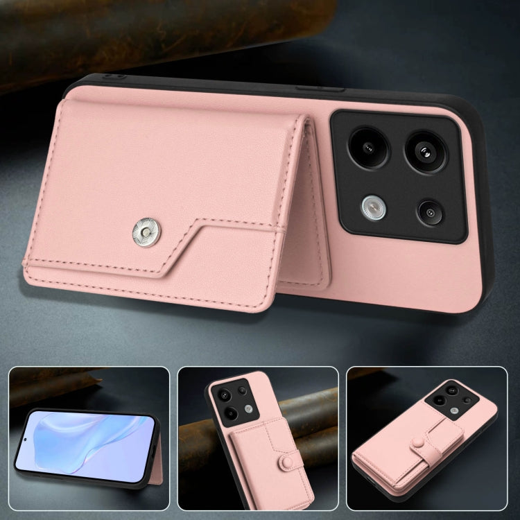 Button Card Bag RFID Anti-theft Phone Case, For Redmi Note 13 Pro 5G, For Redmi 13C 4G Global, For Redmi Note 13 5G, For Redmi Note 13 Pro+, For Redmi 12 4G Global, For Redmi Note 12 Turbo, For Redmi K60 / K60 Pro, For Redmi Note 12S 4G Global