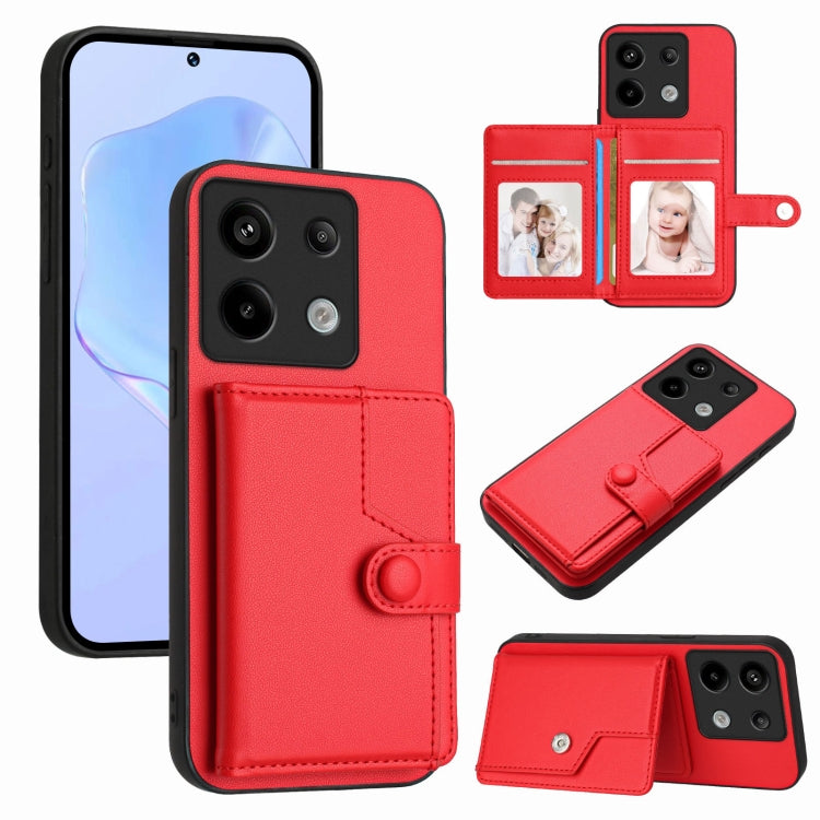 Button Card Bag RFID Anti-theft Phone Case, For Redmi Note 13 Pro 5G, For Redmi 13C 4G Global, For Redmi Note 13 5G, For Redmi Note 13 Pro+, For Redmi 12 4G Global, For Redmi Note 12 Turbo, For Redmi K60 / K60 Pro, For Redmi Note 12S 4G Global