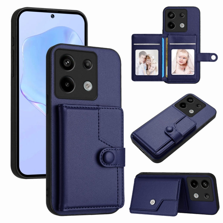 Button Card Bag RFID Anti-theft Phone Case, For Redmi Note 13 Pro 5G, For Redmi 13C 4G Global, For Redmi Note 13 5G, For Redmi Note 13 Pro+, For Redmi 12 4G Global, For Redmi Note 12 Turbo, For Redmi K60 / K60 Pro, For Redmi Note 12S 4G Global