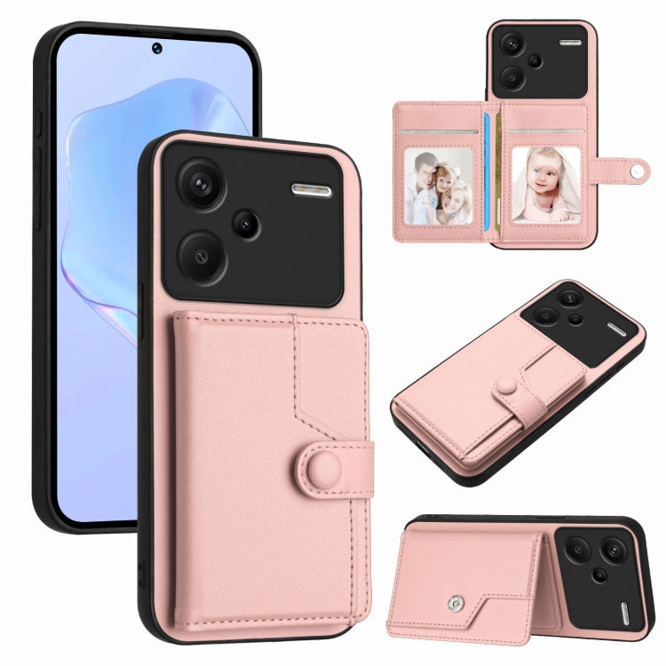 Button Card Bag RFID Anti-theft Phone Case, For Redmi Note 13 Pro 5G, For Redmi 13C 4G Global, For Redmi Note 13 5G, For Redmi Note 13 Pro+, For Redmi 12 4G Global, For Redmi Note 12 Turbo, For Redmi K60 / K60 Pro, For Redmi Note 12S 4G Global