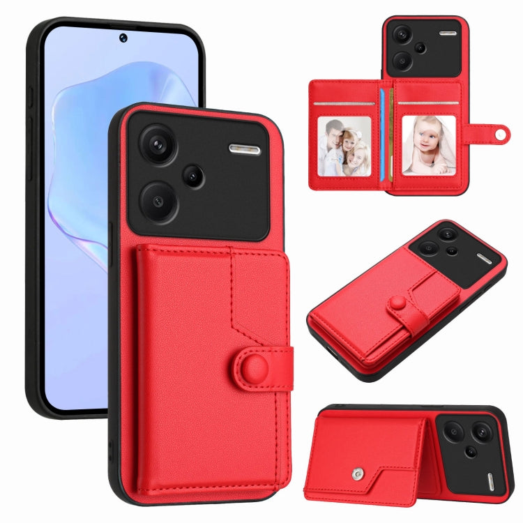 Button Card Bag RFID Anti-theft Phone Case, For Redmi Note 13 Pro 5G, For Redmi 13C 4G Global, For Redmi Note 13 5G, For Redmi Note 13 Pro+, For Redmi 12 4G Global, For Redmi Note 12 Turbo, For Redmi K60 / K60 Pro, For Redmi Note 12S 4G Global