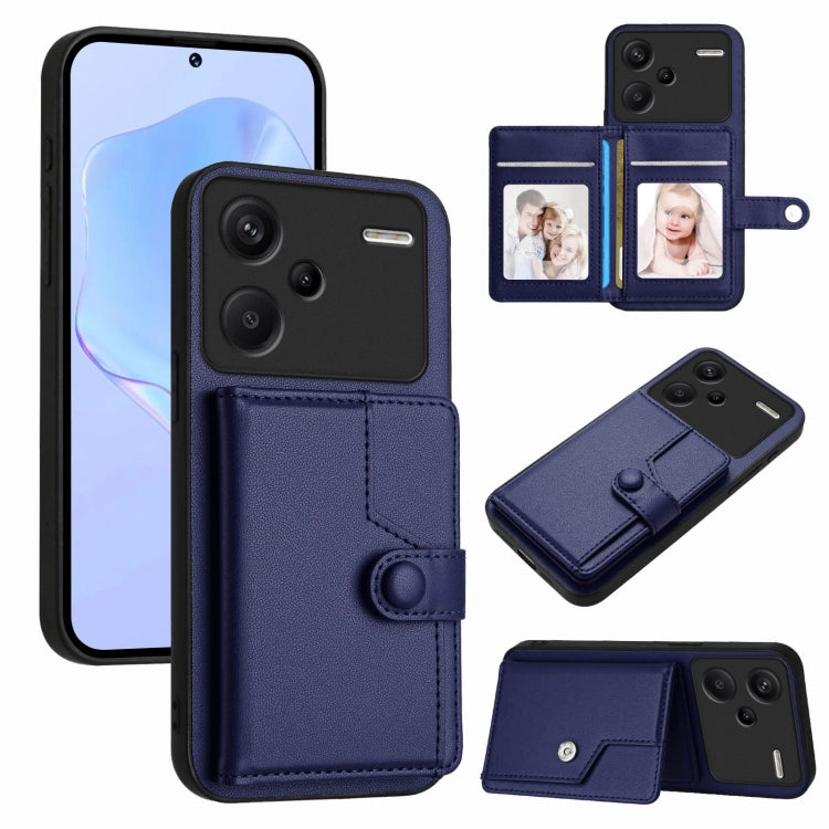 Button Card Bag RFID Anti-theft Phone Case, For Redmi Note 13 Pro 5G, For Redmi 13C 4G Global, For Redmi Note 13 5G, For Redmi Note 13 Pro+, For Redmi 12 4G Global, For Redmi Note 12 Turbo, For Redmi K60 / K60 Pro, For Redmi Note 12S 4G Global