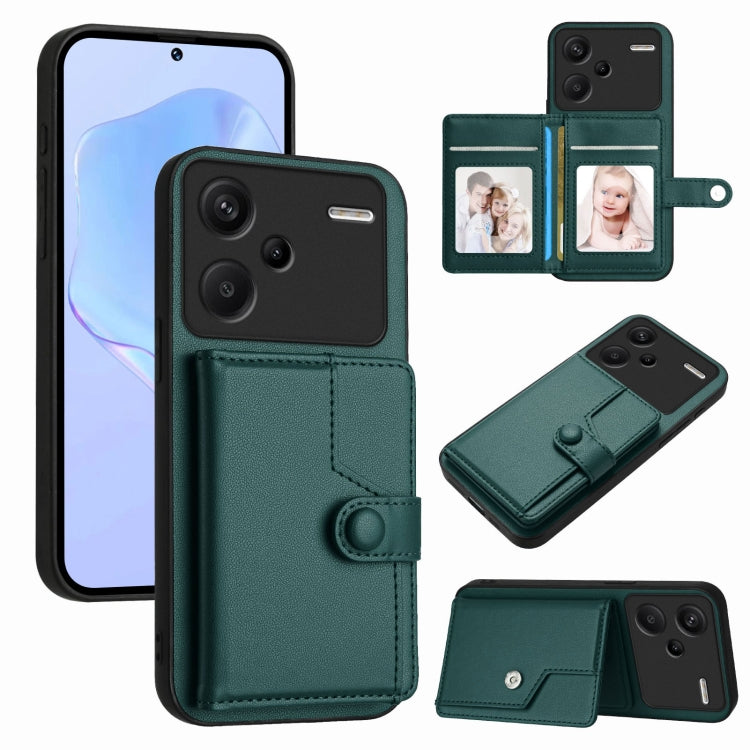 Button Card Bag RFID Anti-theft Phone Case, For Redmi Note 13 Pro 5G, For Redmi 13C 4G Global, For Redmi Note 13 5G, For Redmi Note 13 Pro+, For Redmi 12 4G Global, For Redmi Note 12 Turbo, For Redmi K60 / K60 Pro, For Redmi Note 12S 4G Global