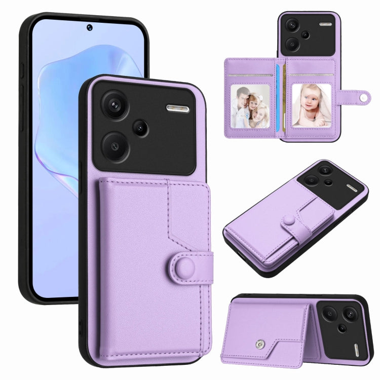 Button Card Bag RFID Anti-theft Phone Case, For Redmi Note 13 Pro 5G, For Redmi 13C 4G Global, For Redmi Note 13 5G, For Redmi Note 13 Pro+, For Redmi 12 4G Global, For Redmi Note 12 Turbo, For Redmi K60 / K60 Pro, For Redmi Note 12S 4G Global