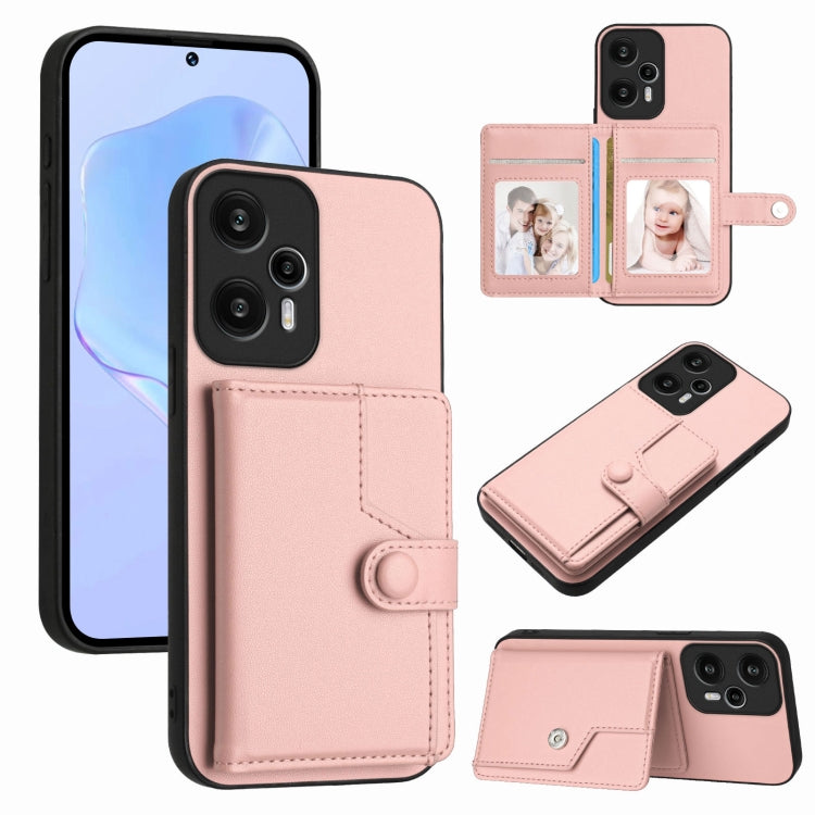 Button Card Bag RFID Anti-theft Phone Case, For Redmi Note 13 Pro 5G, For Redmi 13C 4G Global, For Redmi Note 13 5G, For Redmi Note 13 Pro+, For Redmi 12 4G Global, For Redmi Note 12 Turbo, For Redmi K60 / K60 Pro, For Redmi Note 12S 4G Global